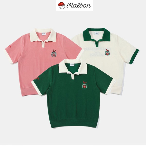 malbon 3종 여성 골프 투톤 카라 티셔츠